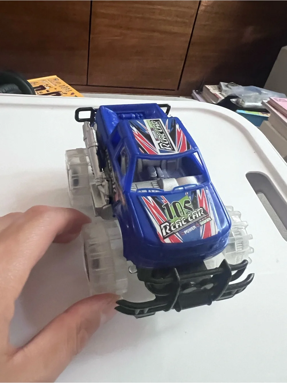Light-Up Blue Monster Truck Toy – Friction Powered Push & Go Car with LED Tires